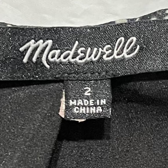 Madewell Size 2 Black Floral Woodland Long Sleeve V Neck Mini Dress - Picture 4 of 6